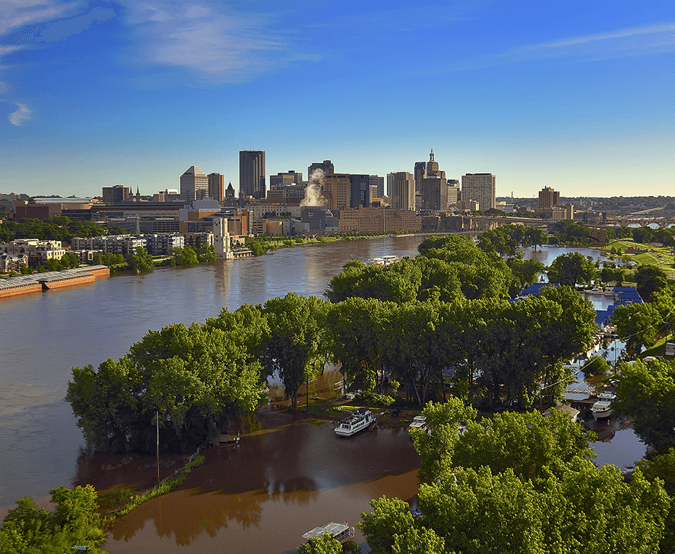 Saint Paul, Minnesota Skyline along the Mississippi River