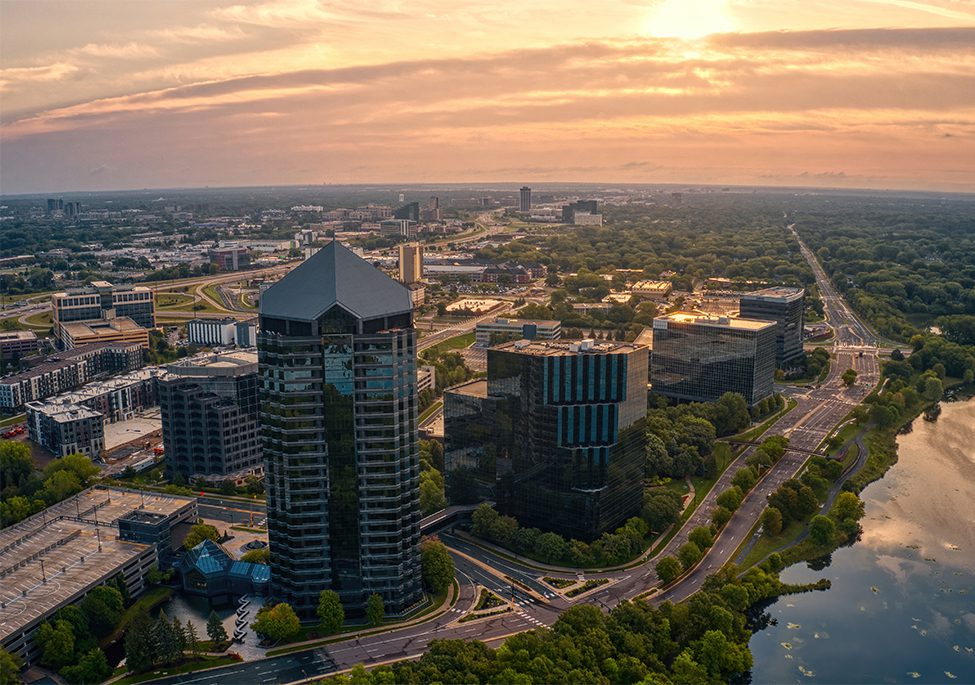 Aerial View of the Business District of Edina, Minnesota