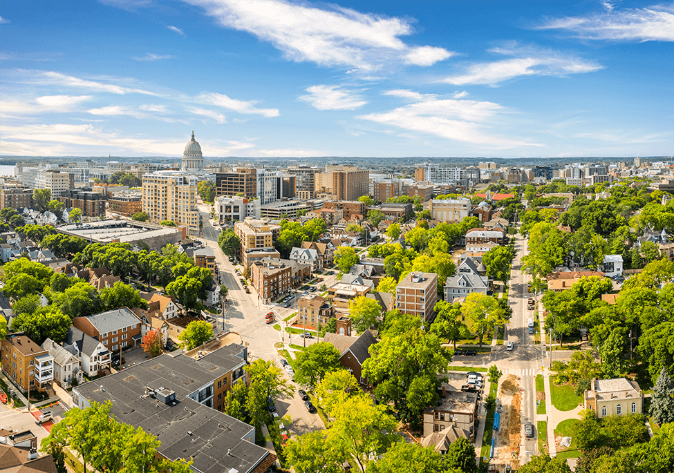 Madison aerial view of the city. Madison Movers - Piepho Moving & Storage