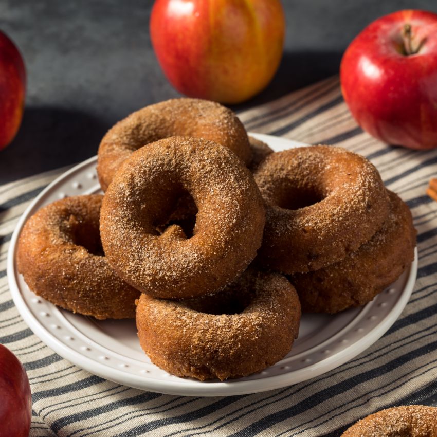 Sweet Homemade Apple Cider Donuts with Cinnamon Sugar