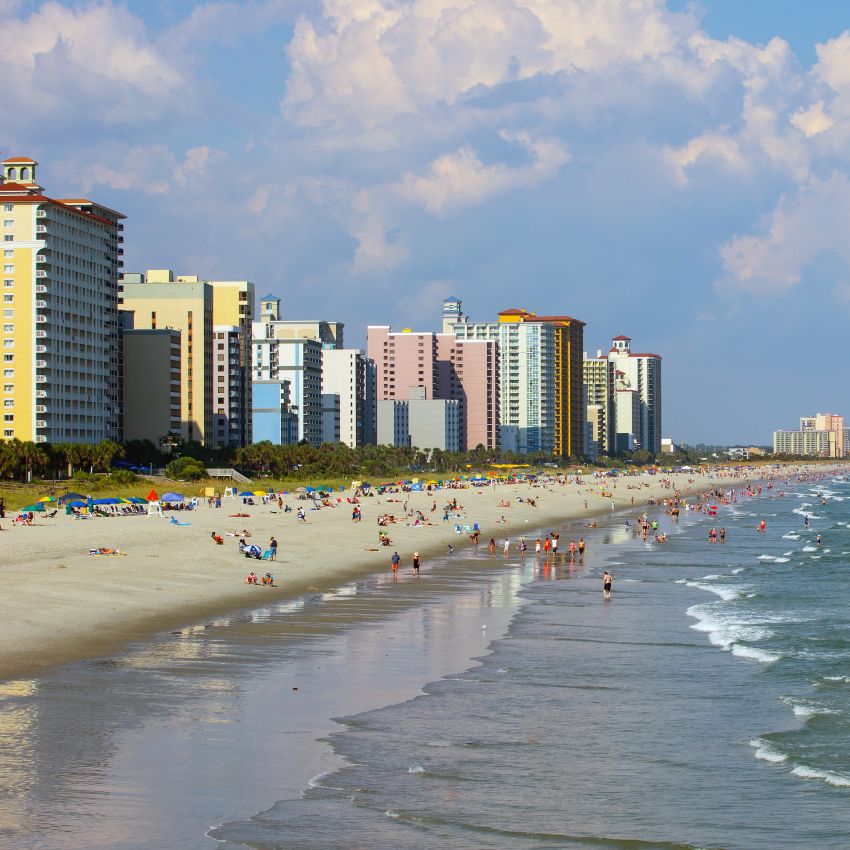 A view of the shore line from Myrtle Beach, South Carolina