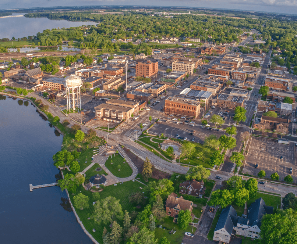 Albert Lea aerial view. Albert Lea Movers - Piepho Moving & Storage