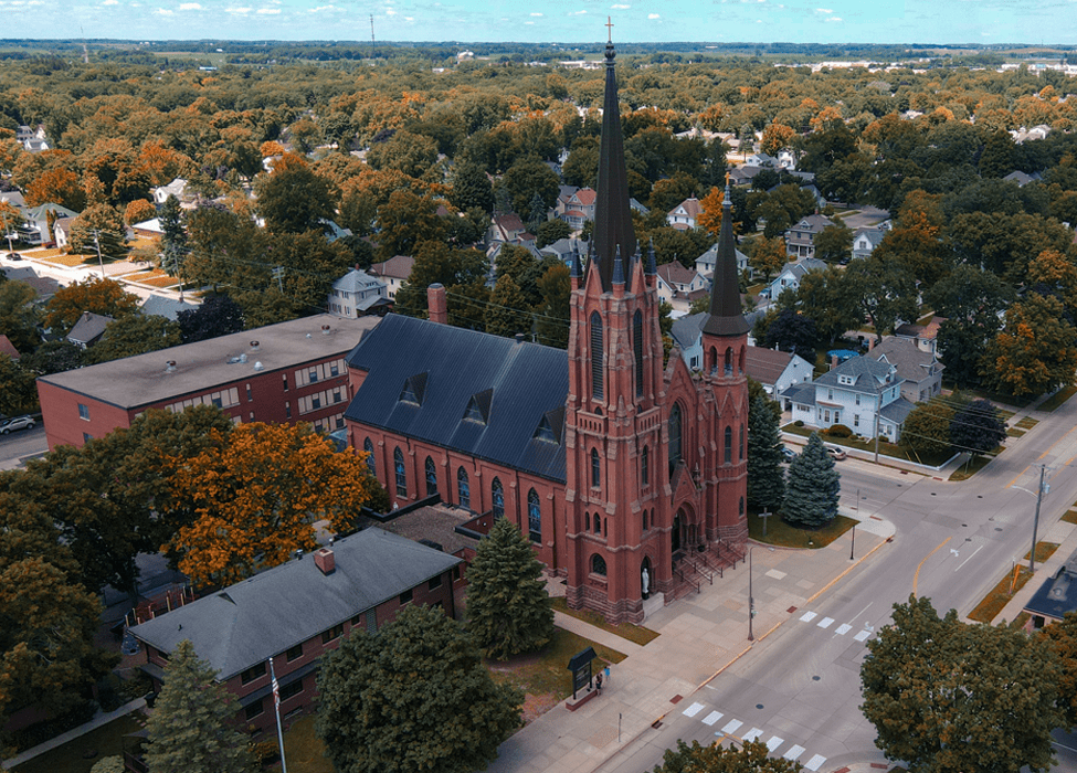 Austin aerial view of St. Augustine Church