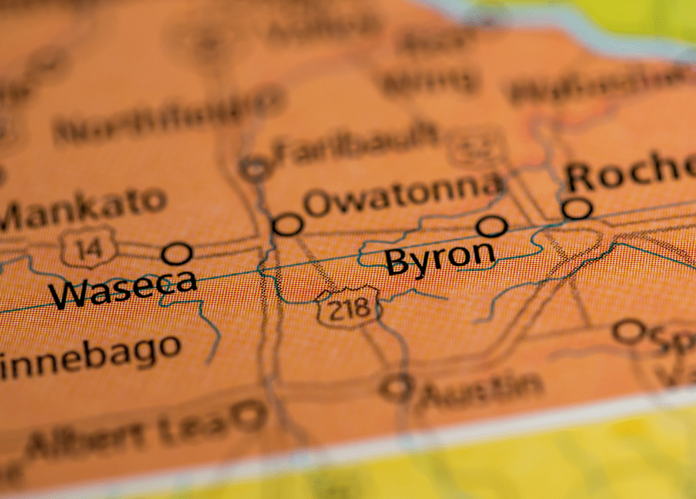 Byron on the USA map. Byron Movers - Piepho Moving & Storage