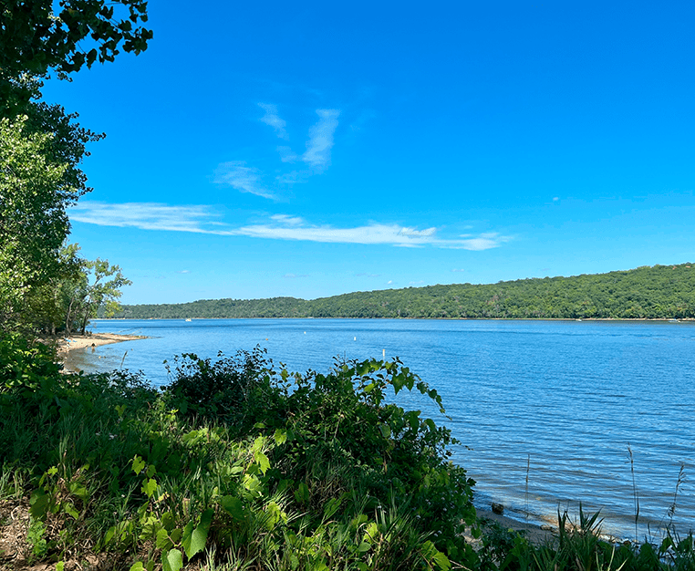 Credit River. Nature landscape shoreline river view.