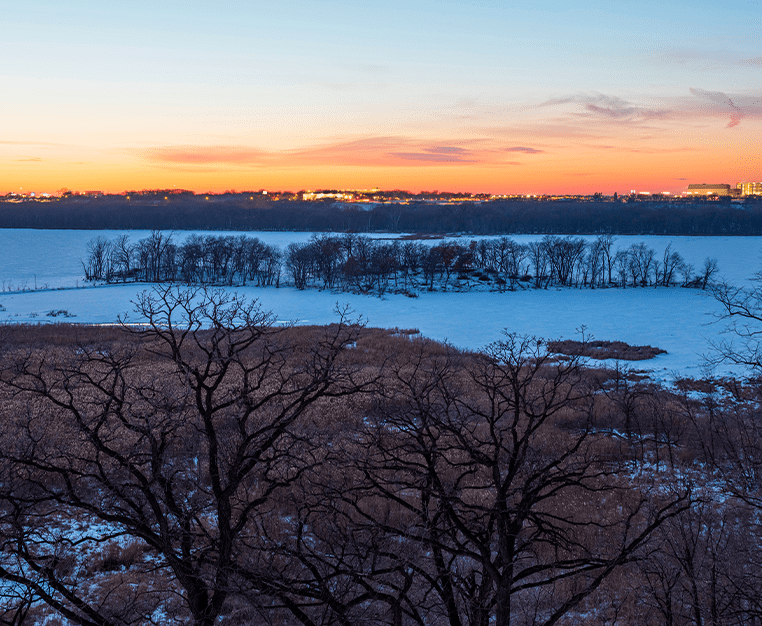 Mendota Heights lake. Snow.