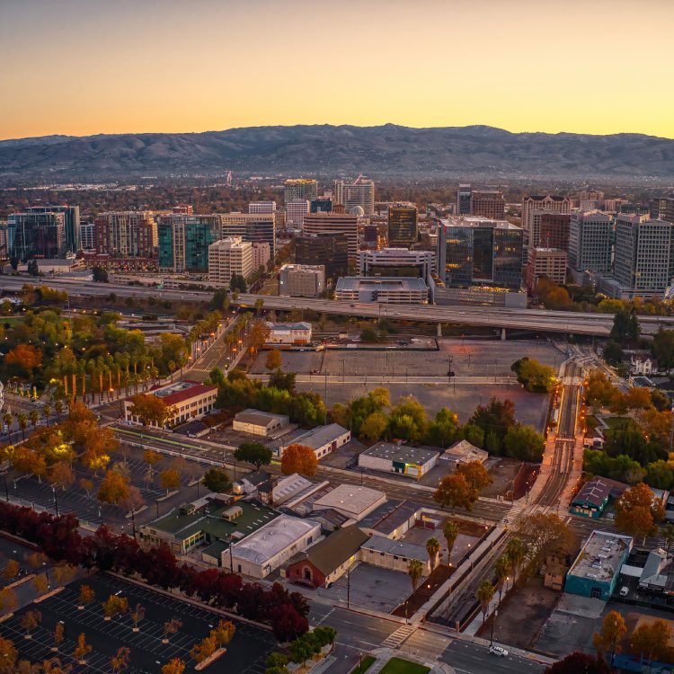 Aerial View of San Jose, California at Sunrise