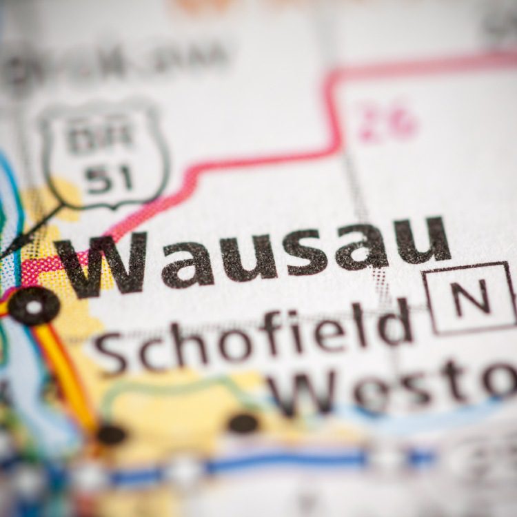 Map: Wausau. Wisconsin. USA