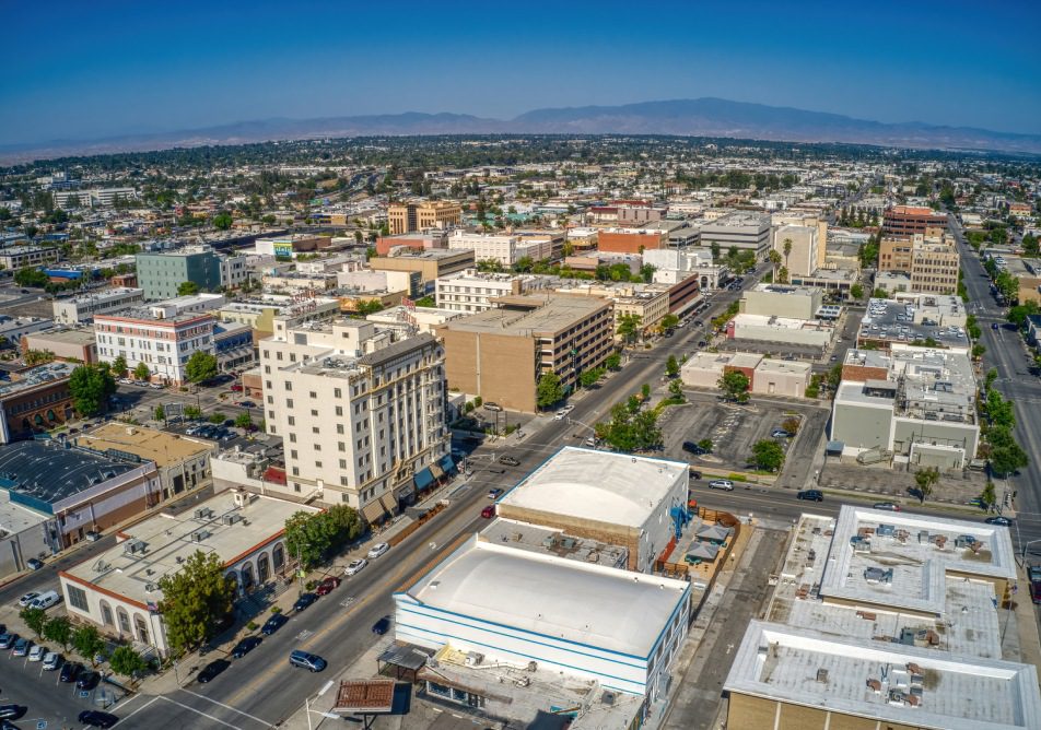 Aerial View of Downtown Bakersfield, California Skyline