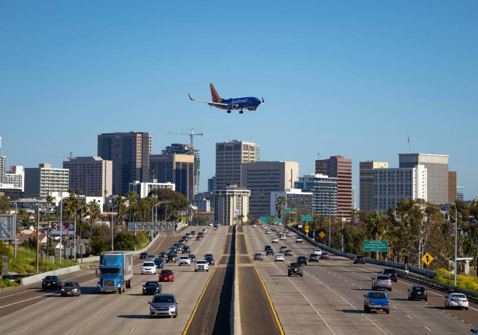 Plane over San Diego, Ca Freeway